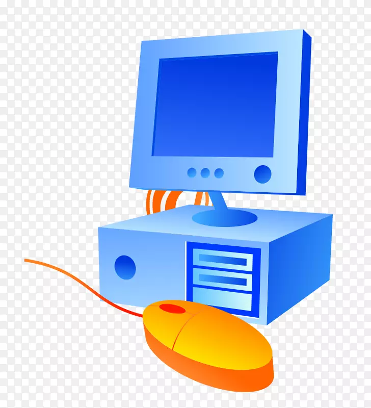 电脑鼠标桌面电脑个人电脑卡通蓝色电脑