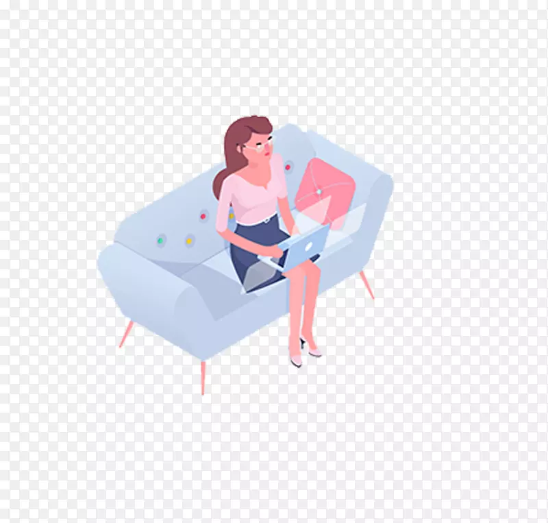 数码插画创意产业插画-创意平面沙发女人
