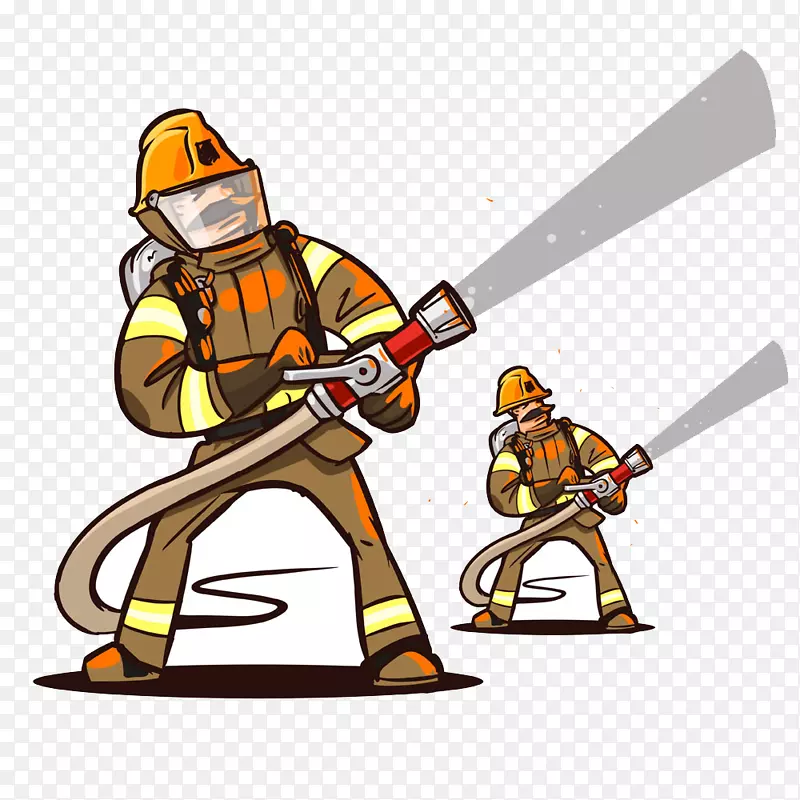 消防队员消防软管卡通-消防队员素描
