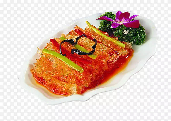 亚洲菜熏鲑鱼食谱配菜装饰辛辣的竹子木耳