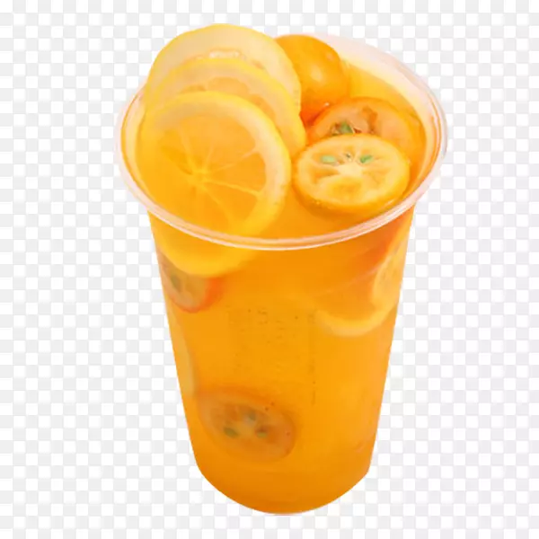 橙汁茶模糊肚脐柠檬水橙汁饮料黄色柠檬风味新鲜水果茶