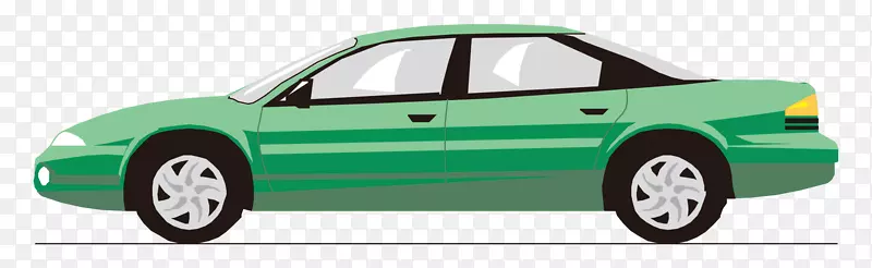 汽车摄影插画.卡通车漆成绿色时尚