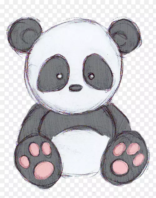 大熊猫画可爱的卡通素描-可爱的熊猫画