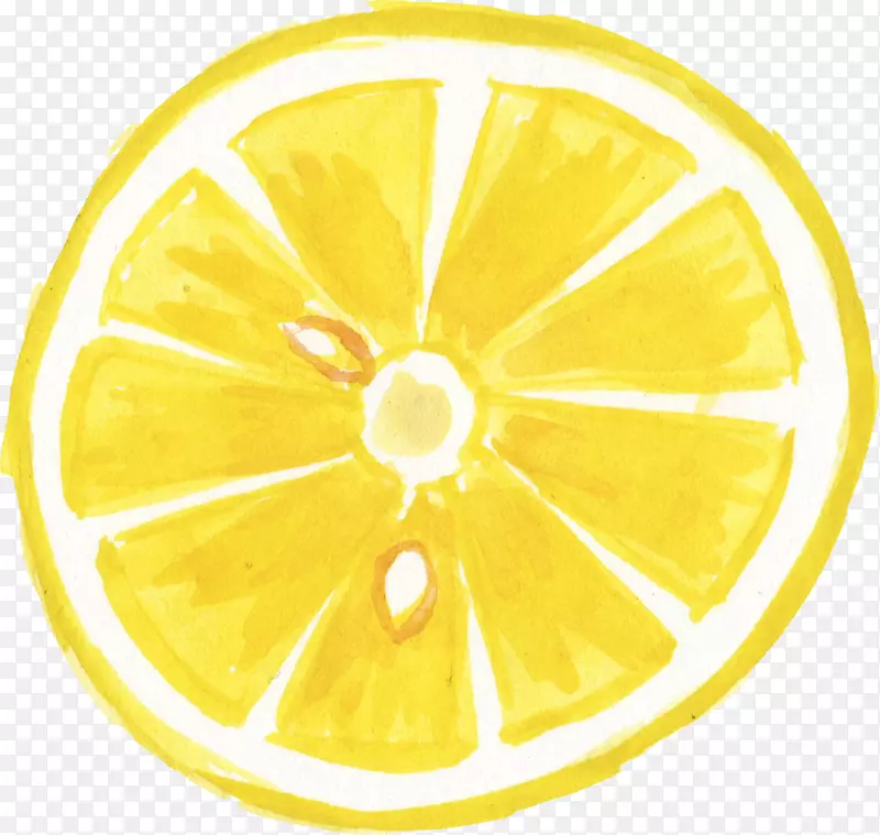 柠檬透明水彩画.柠檬