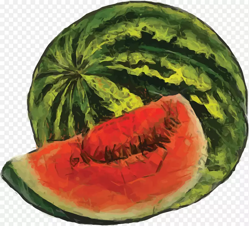 水果水彩画西瓜