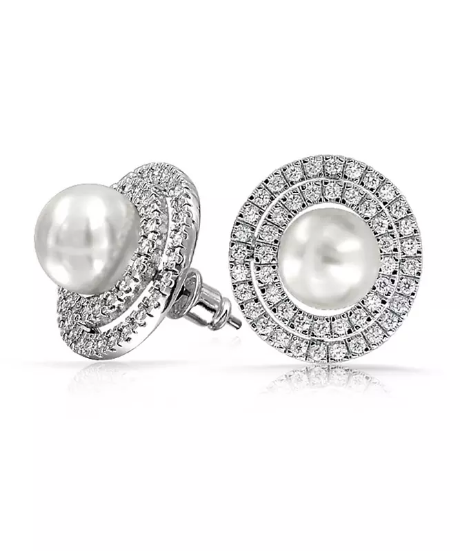耳环珠宝珍珠立方氧化锆新娘-珍珠