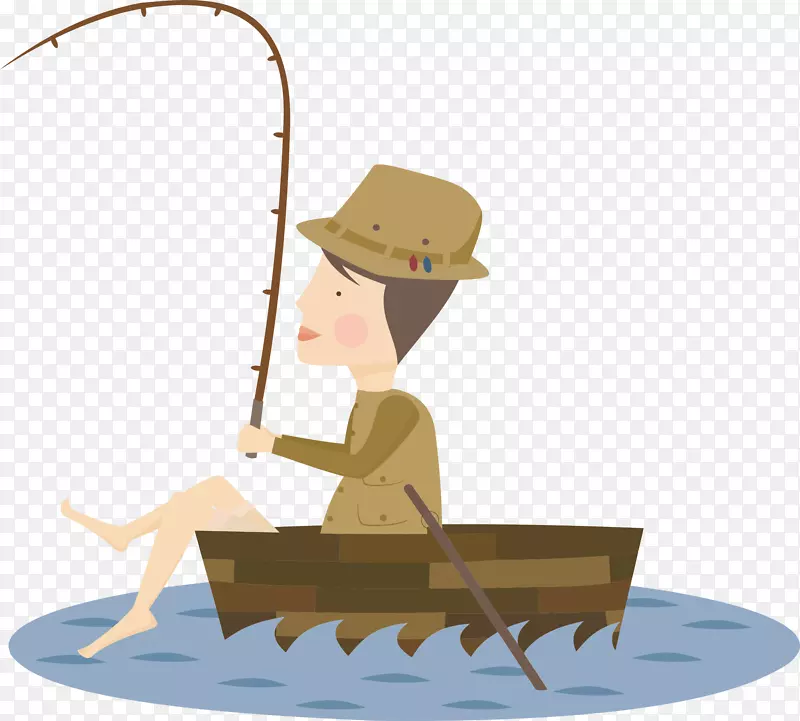 渔民钓鱼卡通剪辑艺术-钓鱼