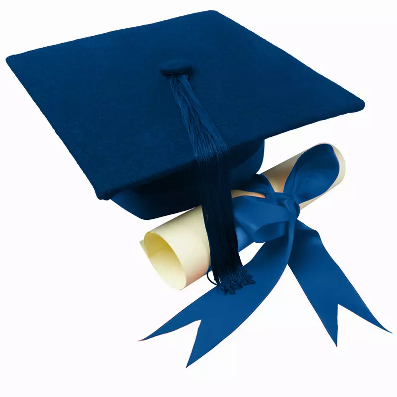 方形学术帽毕业典礼蓝色剪贴画-毕业典礼