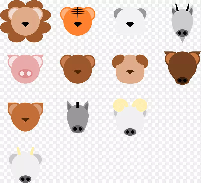 动物脸电脑图标剪贴画动物