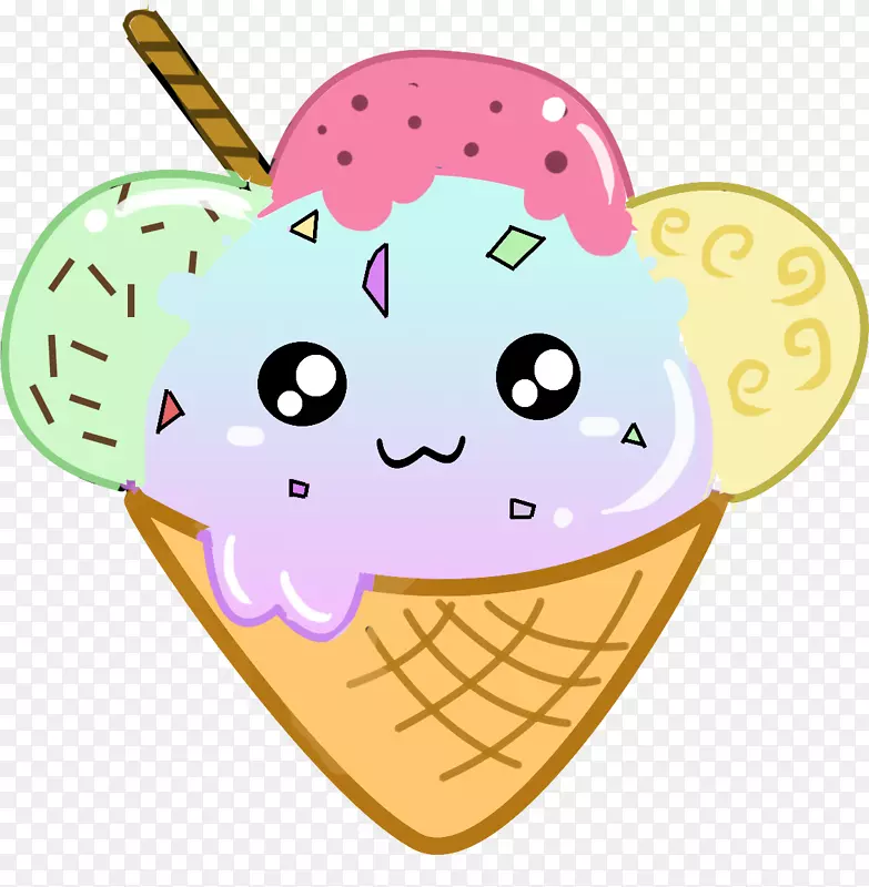冰淇淋圆锥形食物画卡瓦伊-卡瓦伊