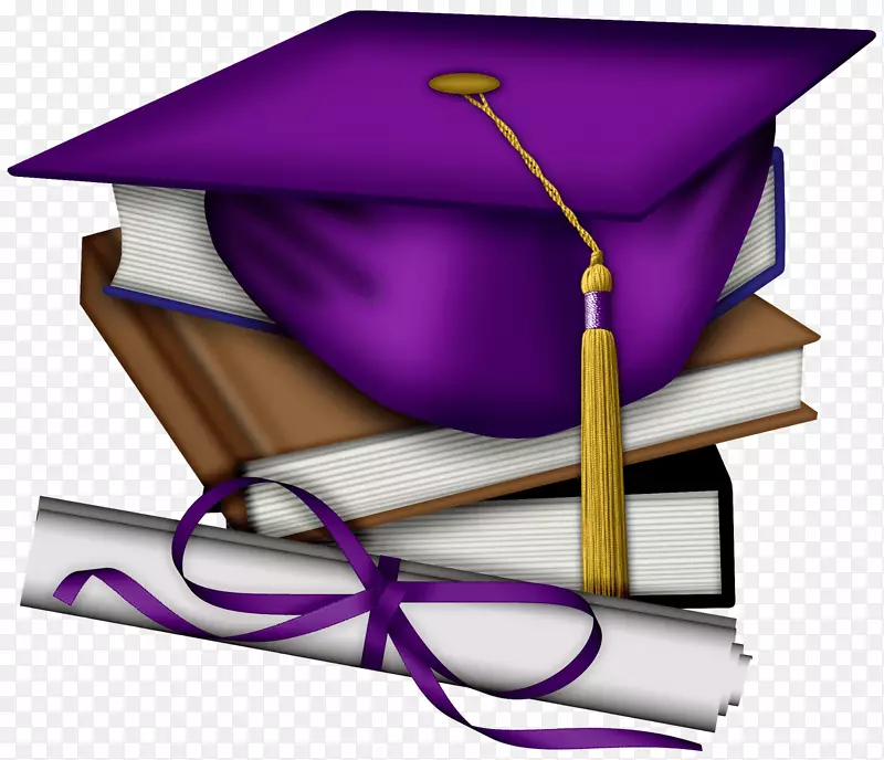 毕业典礼广场学术帽文凭剪贴画-文凭