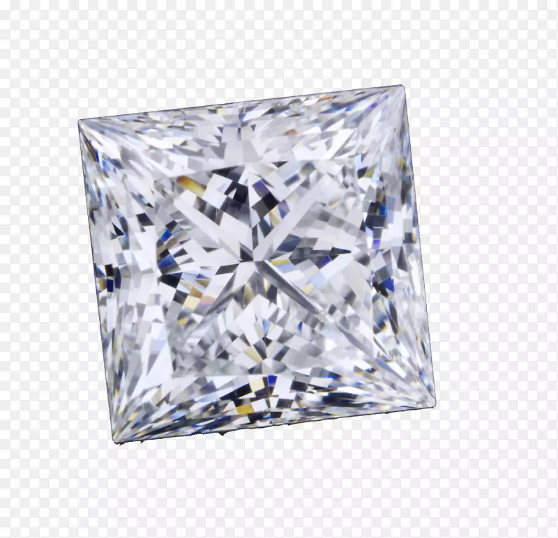 耳环，钻石透明，公主切割小面-钻石