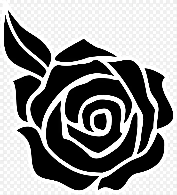 玫瑰剪贴画-黑色白色