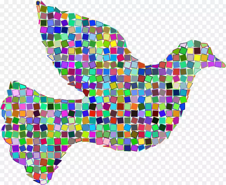 鸽子作为和平的象征现代艺术剪贴画.马赛克