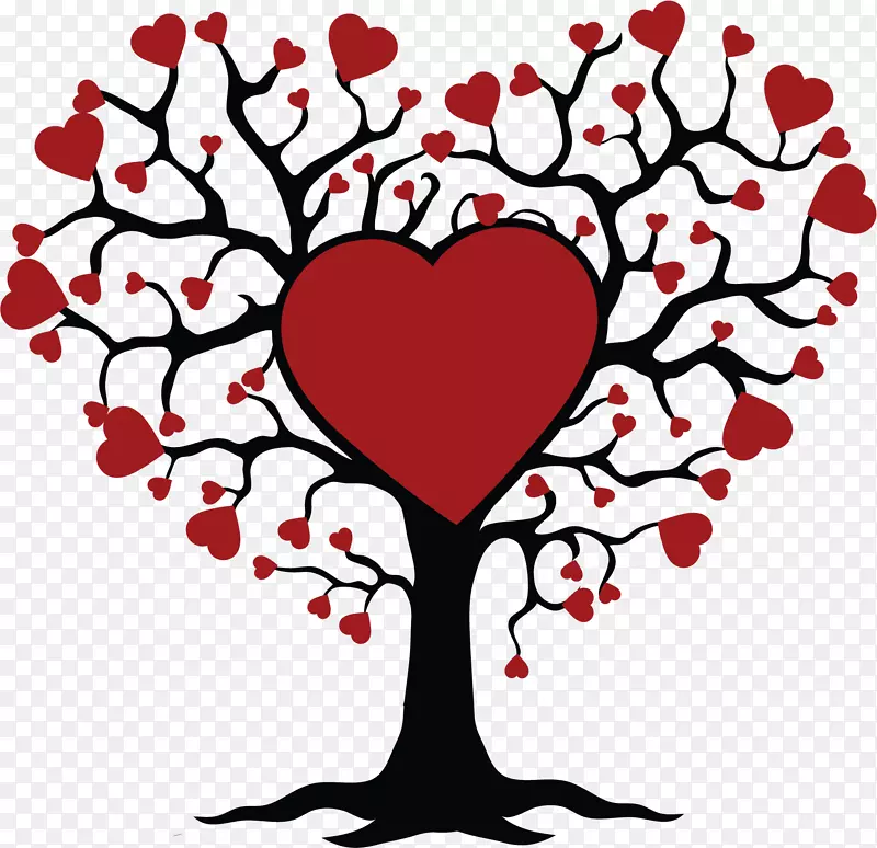 生命之树心贴剪贴画-爱情树