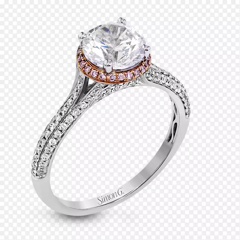 订婚戒指钻石珠宝金玫瑰金
