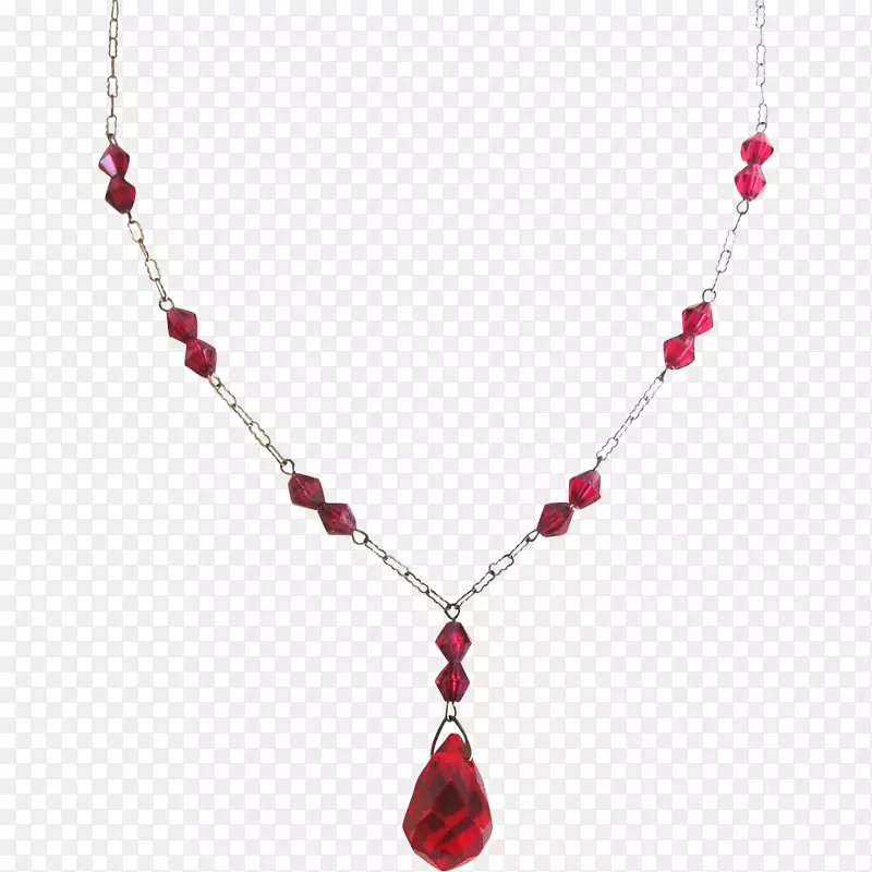 珠宝首饰红宝石玻璃红项链