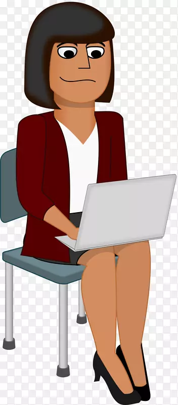 笔记型妇女剪贴画-膝上型电脑