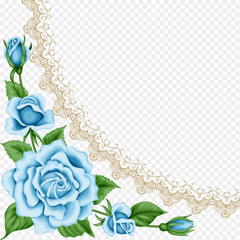 蓝色玫瑰剪贴画-花角