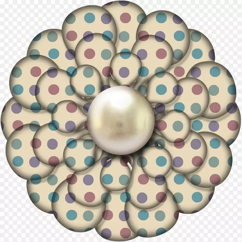 数码剪贴簿花卉按钮纸-珍珠