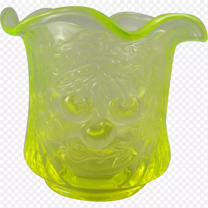 铀玻璃古董绿彩色玻璃糖碗
