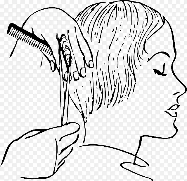 发型美发师剪刀理发师剪刀剪贴画-女性发型