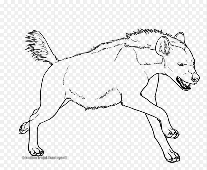 条纹鬣狗线画有斑点的土狼-鬣狗