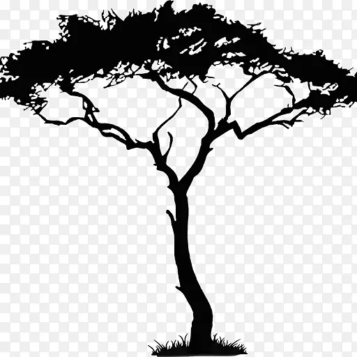 绘画树艺术剪贴画-非洲树