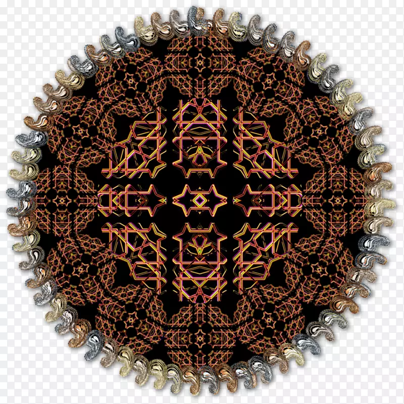 对称圆形棕色图案-波斯地毯纹理