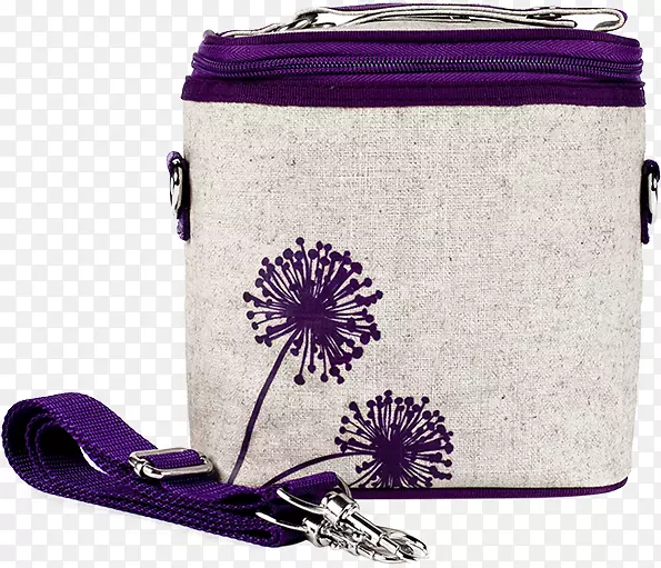 热袋午餐盒隔热亚麻布紫色蒲公英