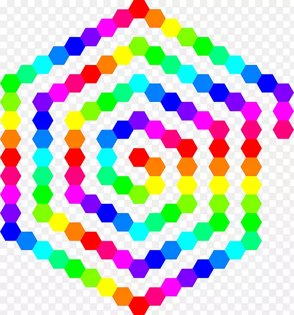 六角彩色圆夹艺术色六边形
