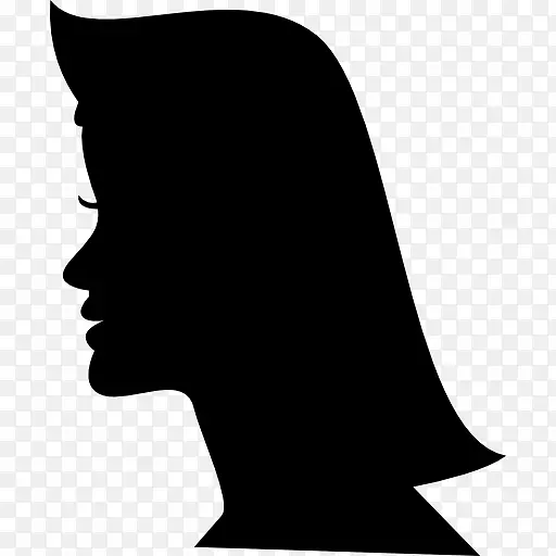 剪影电脑图标女性头发形状