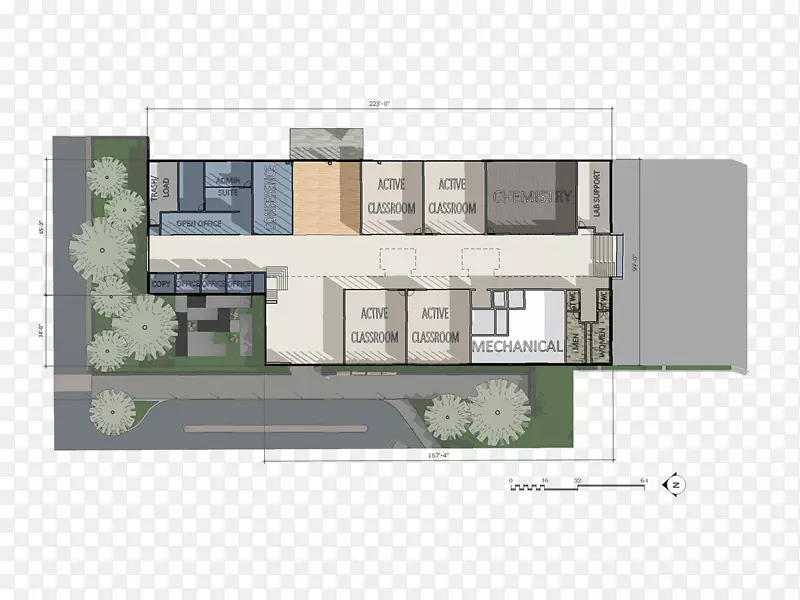 房屋建筑物正面平面图物业-学术大厦