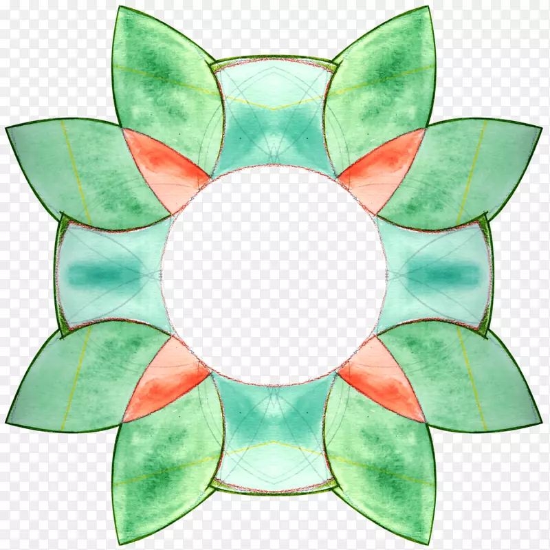 窗花绿色花瓣对称拼接