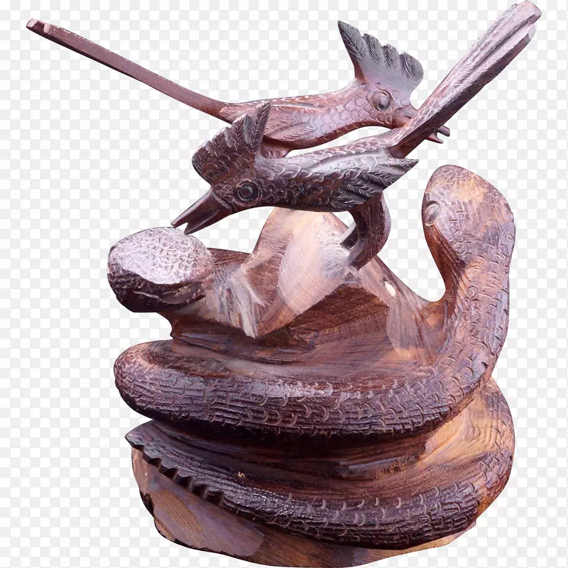 响尾蛇木雕雕塑-蛇