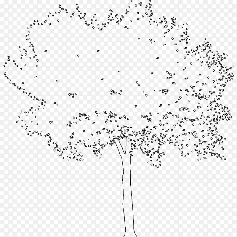 树木轴测投影木本植物线条绘制-cad