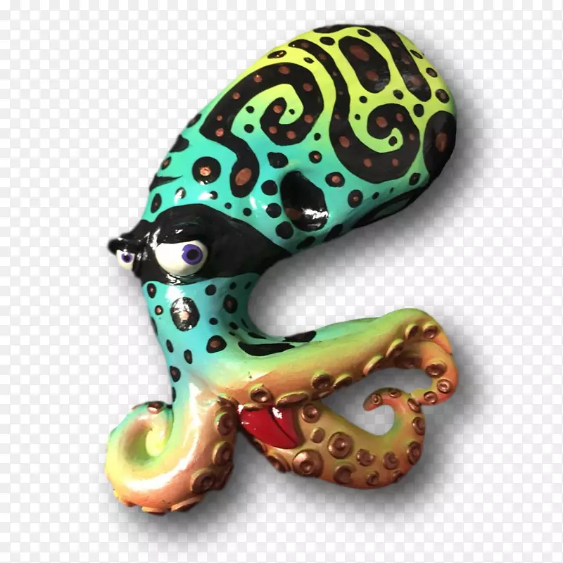 章鱼爬行动物雕像手绘牙齿