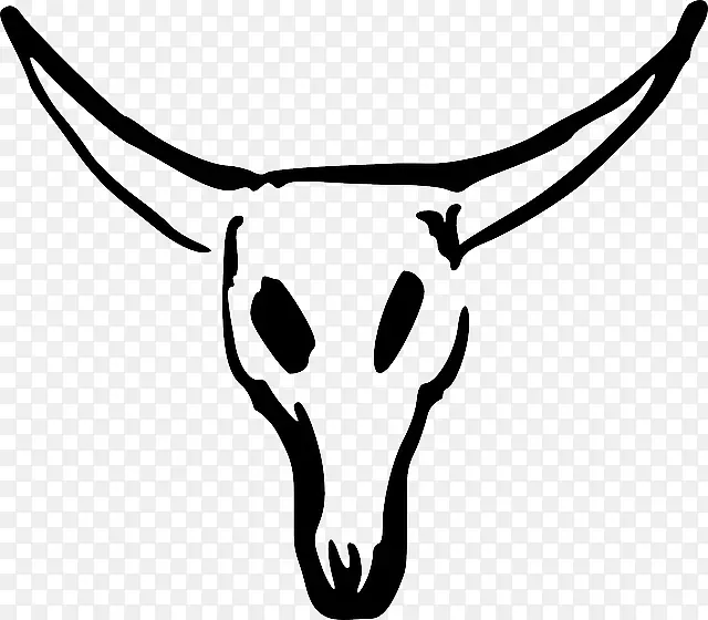 德克萨斯长角动物头骨剪贴画-墨西哥彩绘头骨旗帜