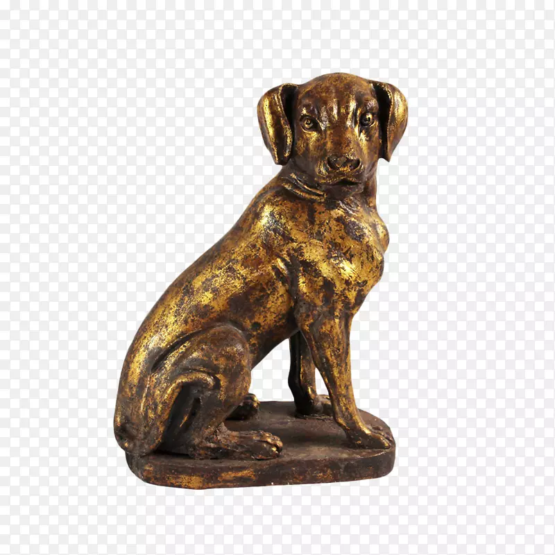 犬种青铜雕塑雕像-一只带金锭的狗