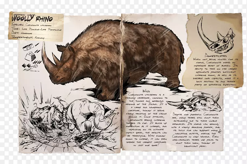 方舟：生存进化出毛茸茸的犀牛南方巨兽龙-恐龙