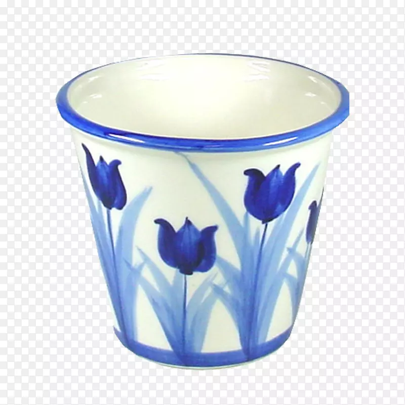 陶瓷花瓶玻璃蓝白陶杯花瓶