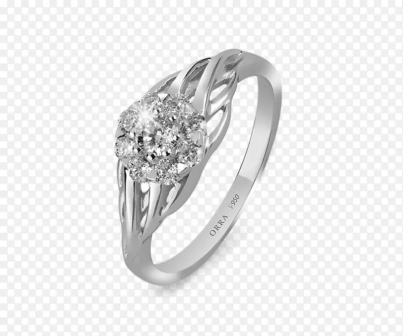 结婚戒指白金珠宝钻石白金戒指