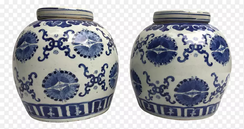 蓝白陶陶瓷钴蓝花瓶青花瓷