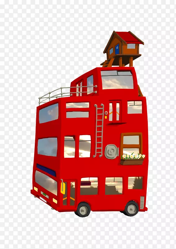 双层校车学校巴士画伦敦巴士双层巴士