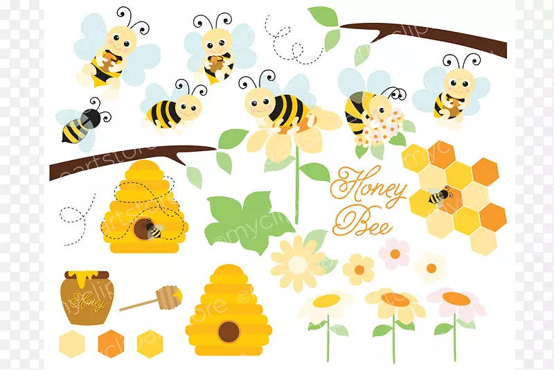 蜜蜂大黄蜂剪贴画.蜜蜂和蜂蜜标签载体材料