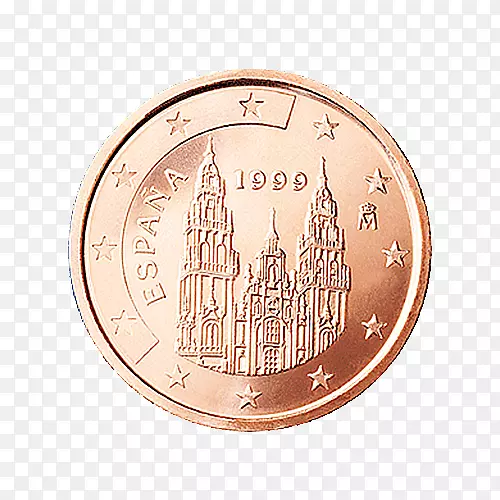 西班牙欧元硬币2美分欧元硬币2欧元硬币
