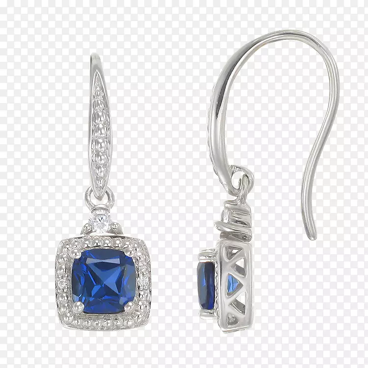 蓝宝石耳环魅力和吊坠法国线首饰精美的砚