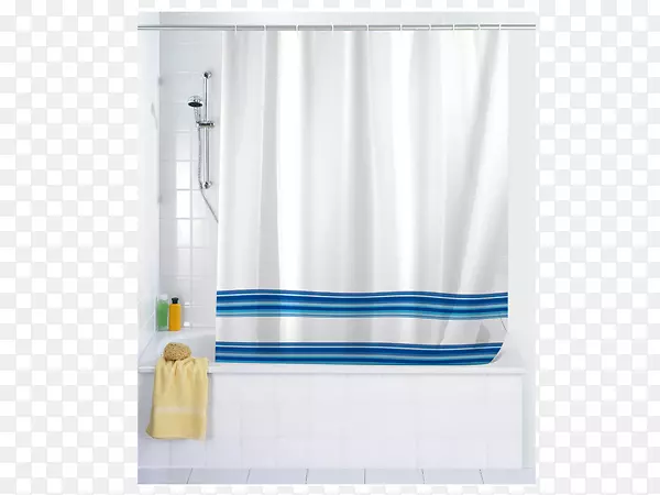 窗帘和窗帘栏杆，浴盆，塑料淋浴器