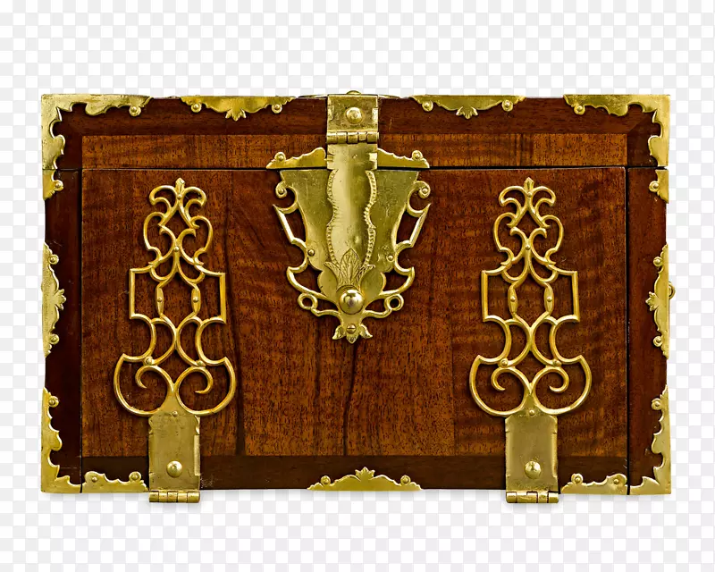 铜皮棺材雕刻箱.黄铜