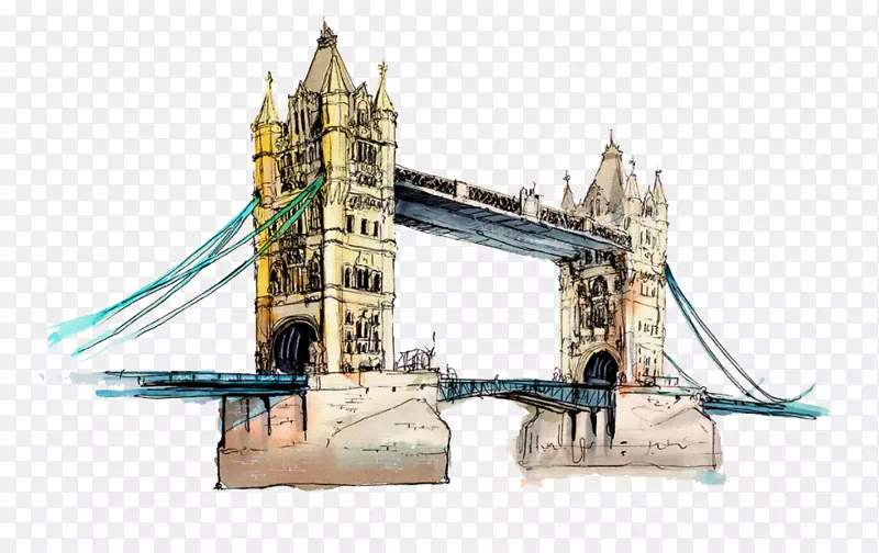 伦敦纸贴墙贴纸水彩画-伦敦